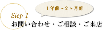 step1 お問い合わせ・ご相談・ご来店　1 年前～2ヶ月前